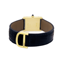 Montre CARTIER "Tank Louis Cartier" en or jaune, acier, cuir et spinelle - Castafiore