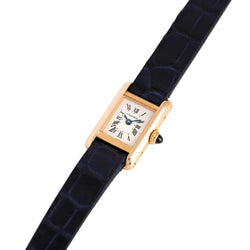 Montre CARTIER "Tank Louis Cartier Mini" en or jaune, acier et cuir - Castafiore