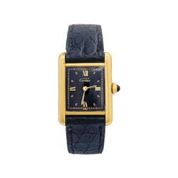 Montre CARTIER "Tank Must" argent, plaqué or et cuir - Castafiore