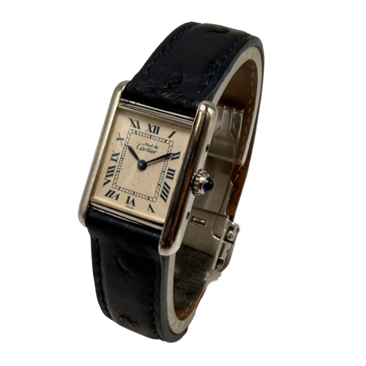 Montre CARTIER "Tank Must de Tank" en argent et cuir - Castafiore