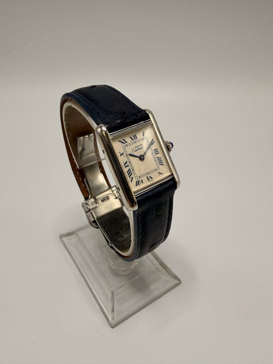 Montre CARTIER "Tank Must de Tank" en argent et cuir - Castafiore