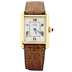 Montre CARTIER "Tank Must" en argent, acier et cuir - Castafiore
