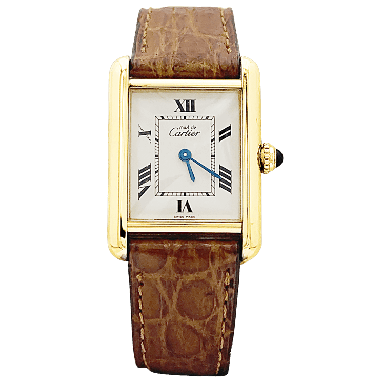 Montre CARTIER "Tank Must" en argent, acier et cuir - Castafiore