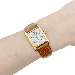 Montre CARTIER "Tank Must" en argent, acier et cuir - Castafiore