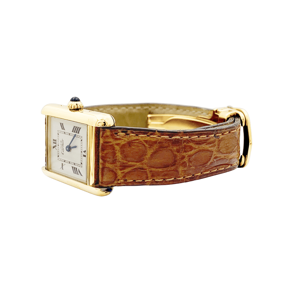 Montre CARTIER "Tank Must" en argent, acier et cuir - Castafiore