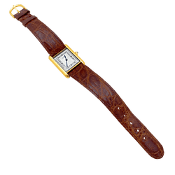 Montre CARTIER "Tank Must" en argent, acier, plaqué or et cuir - Castafiore