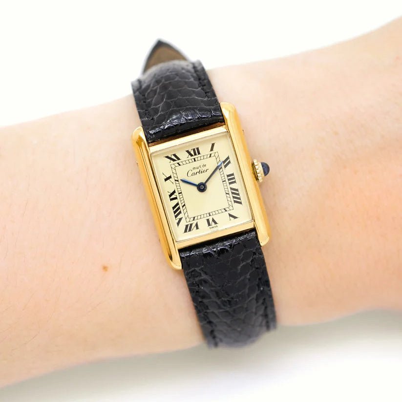 Montre CARTIER "Tank Must" PM en vermeil et cuir - Castafiore