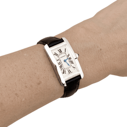 Montre CARTIER "Tank" PM en acier et cuir - Castafiore