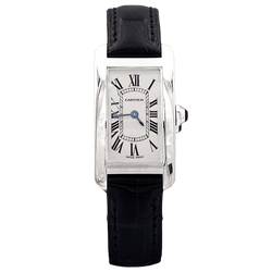 Montre CARTIER "Tank" PM en acier et cuir - Castafiore