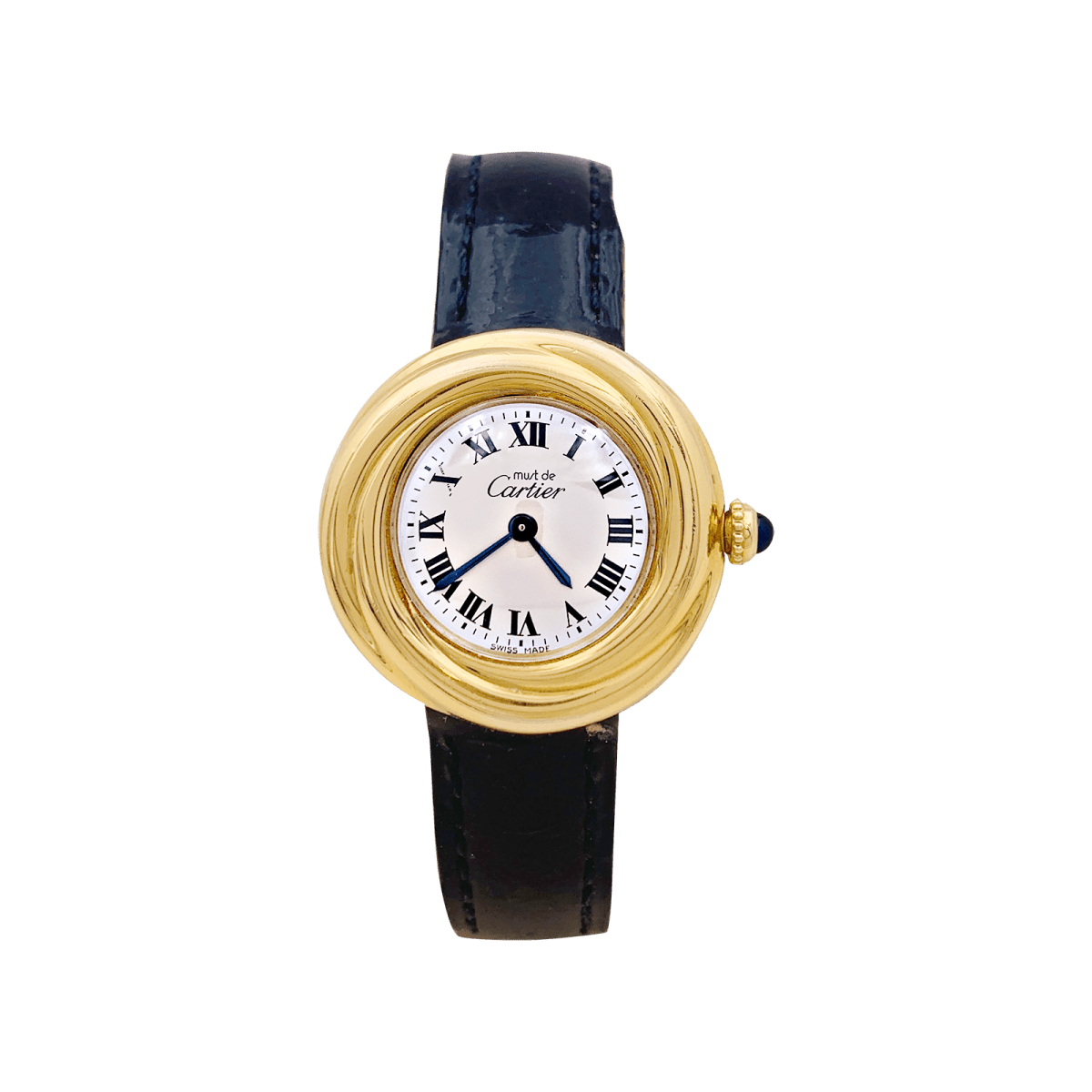 Montre CARTIER "Trinity Must" en argent, cuir et acier - Castafiore