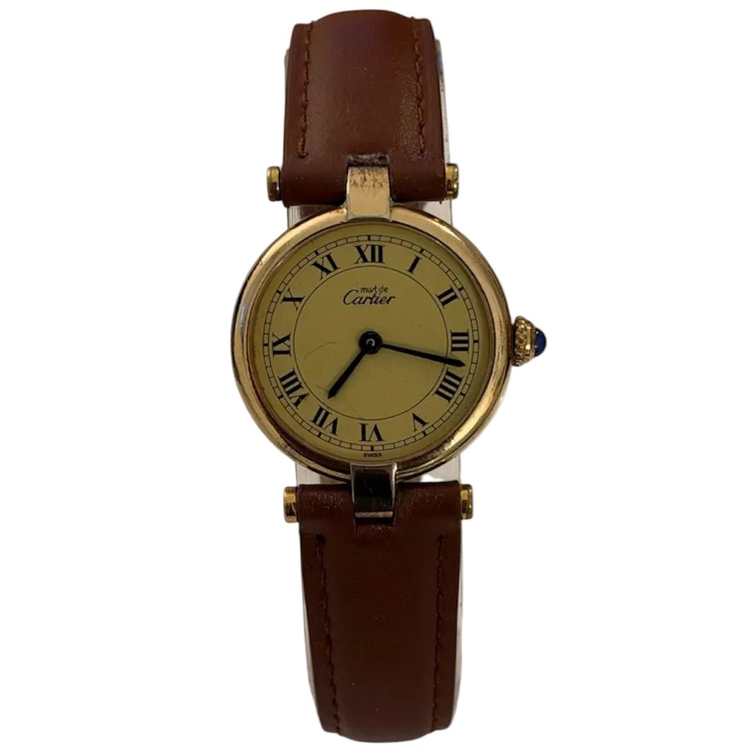 Montre CARTIER "Vendôme" en vermeil, acier et cuir - Castafiore