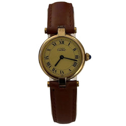 Montre CARTIER "Vendôme" en vermeil, acier et cuir - Castafiore
