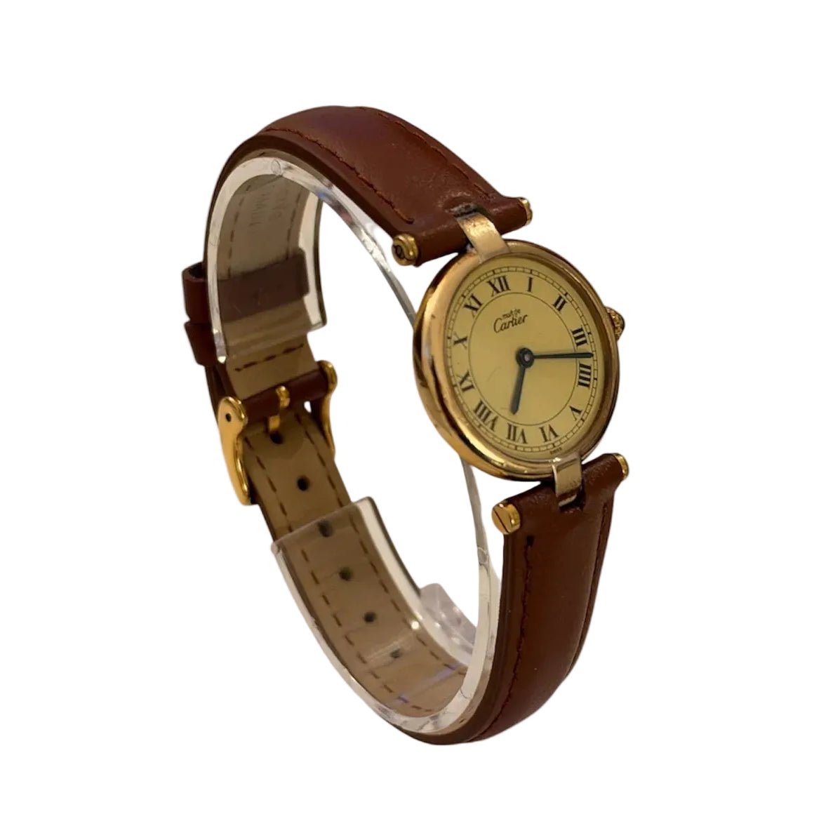 Montre CARTIER "Vendôme" en vermeil, acier et cuir - Castafiore