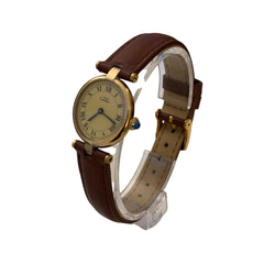 Montre CARTIER "Vendôme" en vermeil, acier et cuir - Castafiore