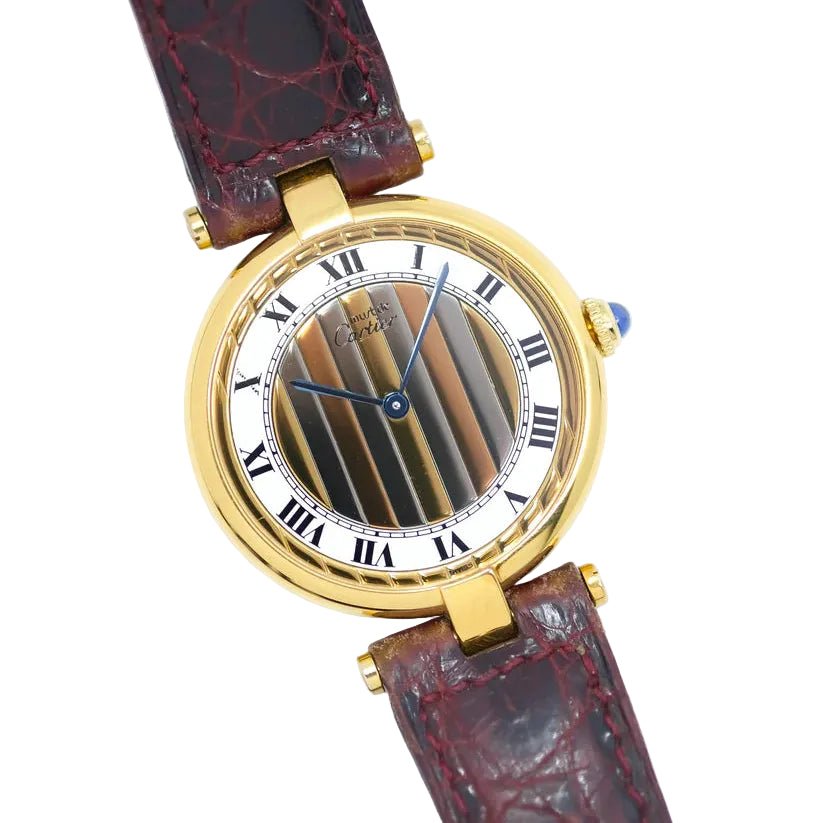 Montre CARTIER "Vendôme Must Trinity" en or blanc, or jaune, or rose et cuir - Castafiore