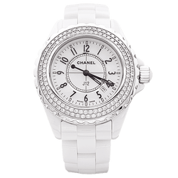 Montre CHANEL "J12" en acier, céramique et diamants - Castafiore