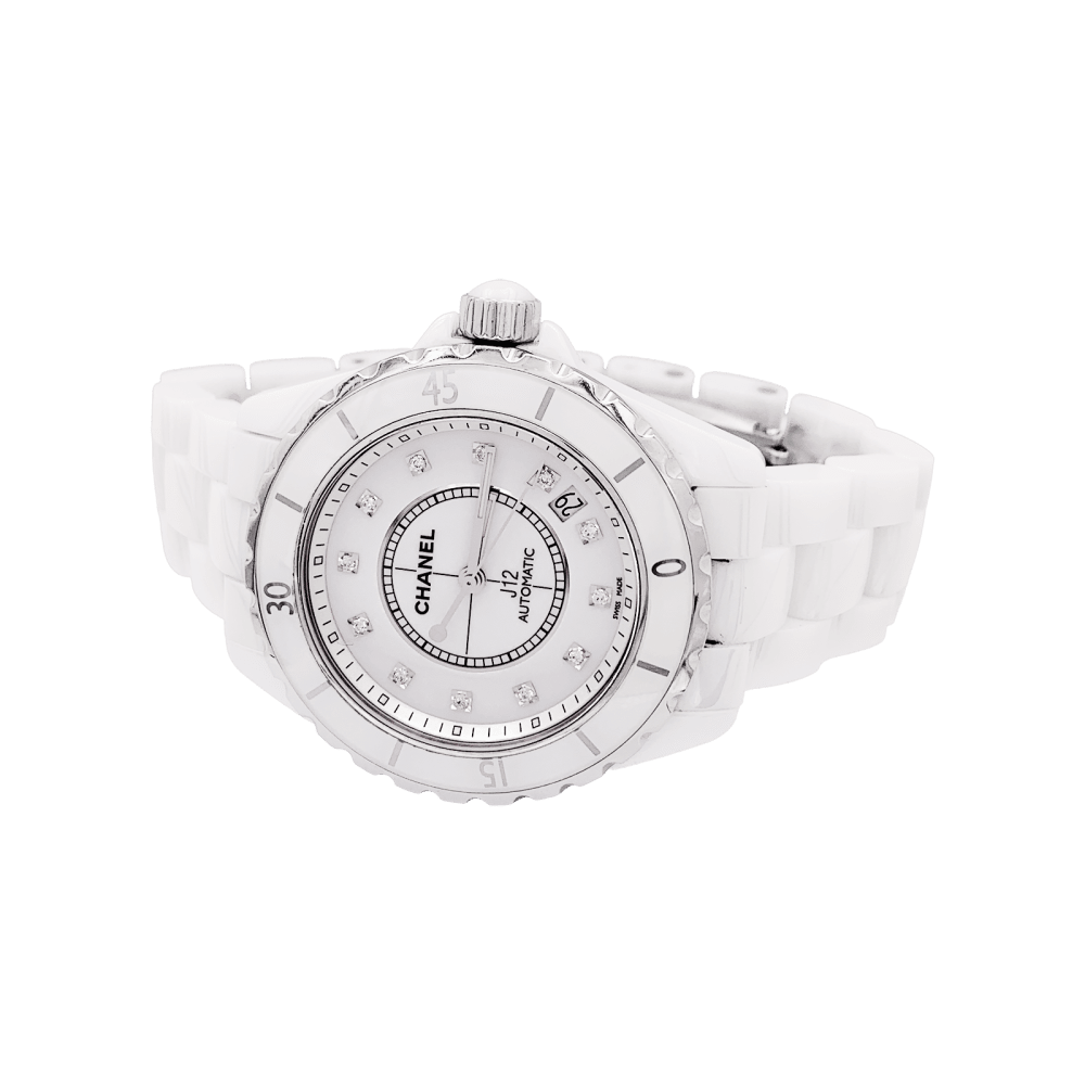 Montre CHANEL "J12" en céramique, acier et diamants - Castafiore