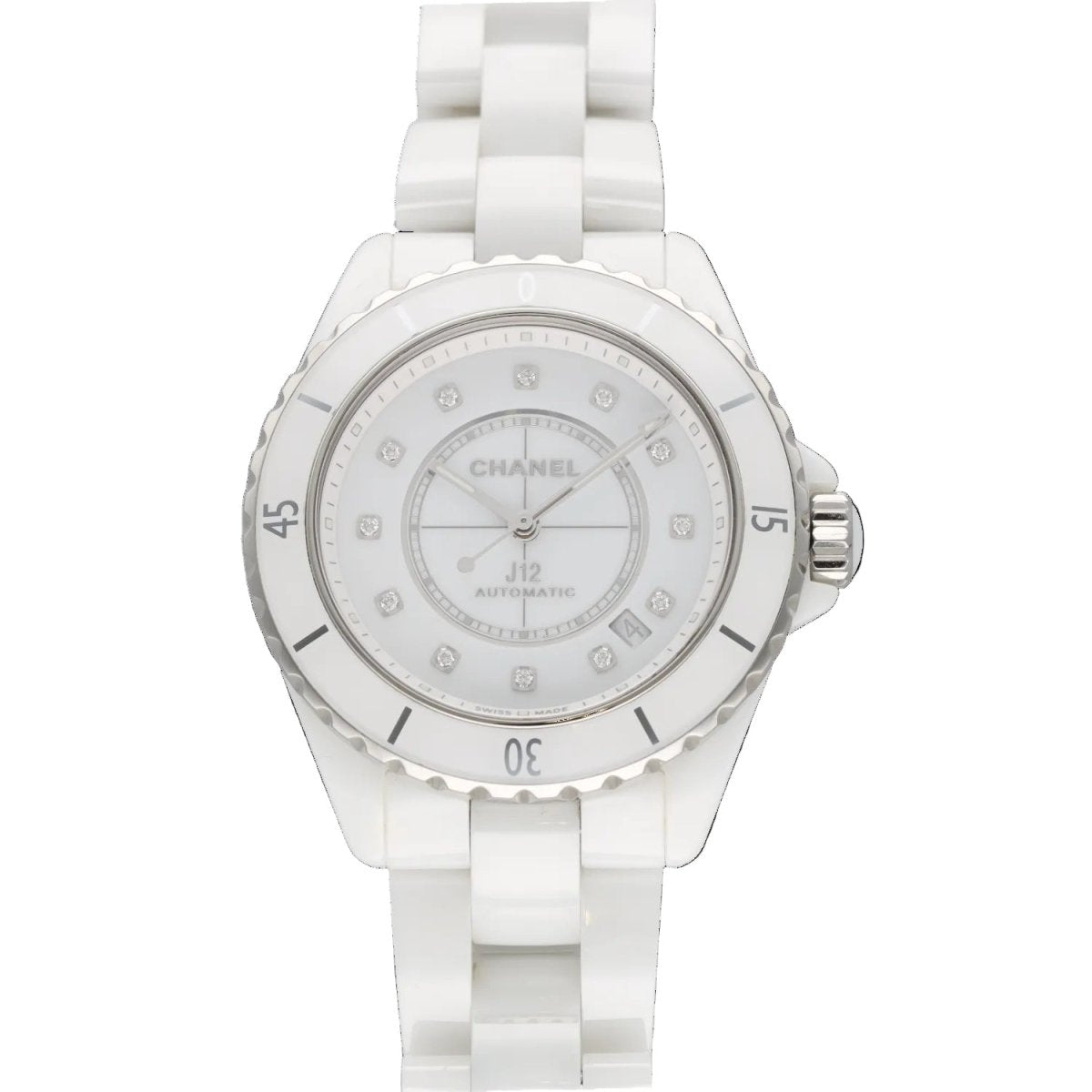 Montre CHANEL "J12" en céramique et diamants - Castafiore
