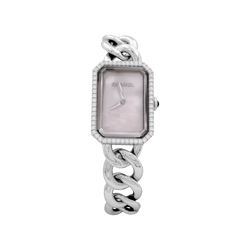 Montre Chanel "Première Chaîne Gourmette" en acier, nacre et diamants - Castafiore