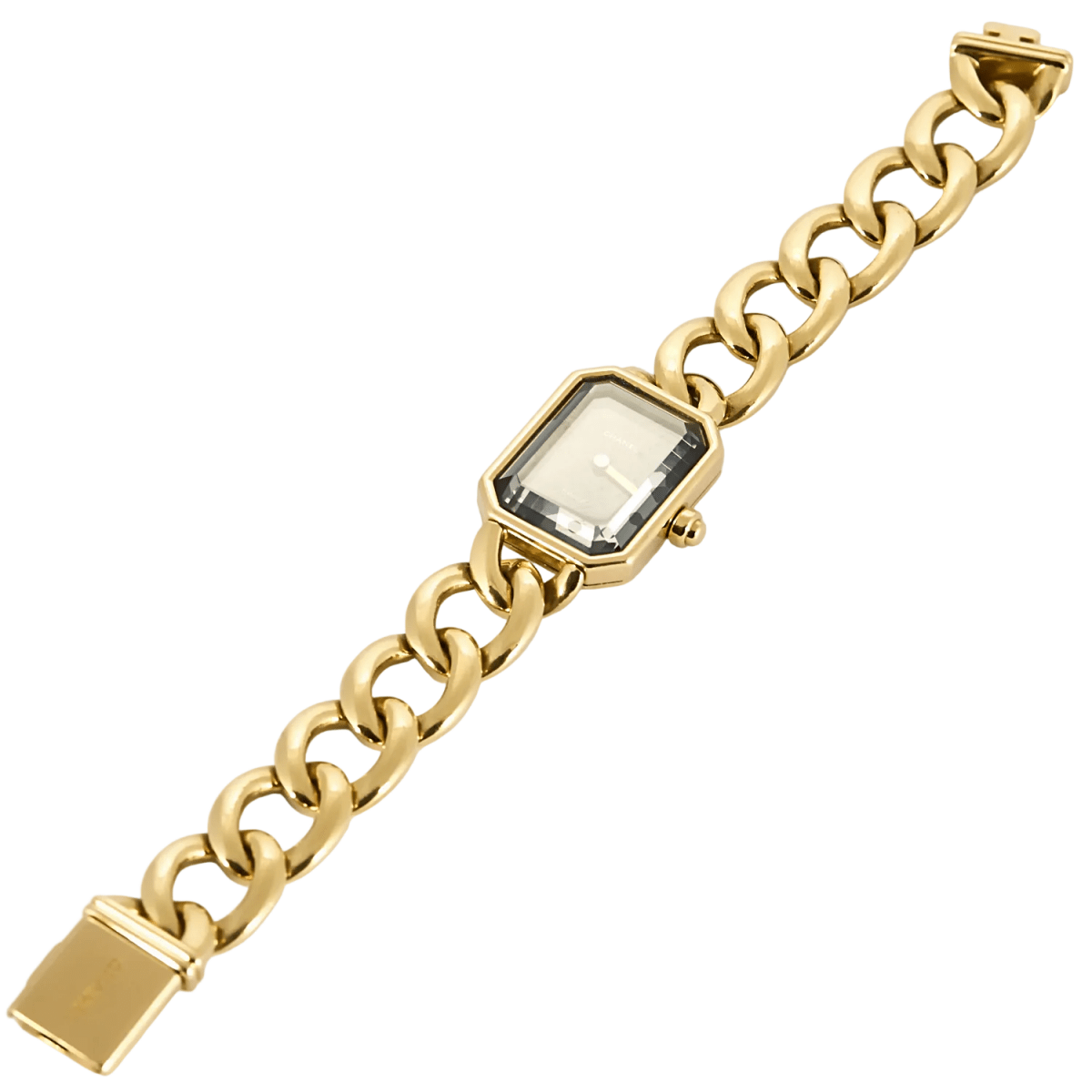Montre CHANEL "Première" en or jaune, acier, onyx, laqué et quartz - Castafiore