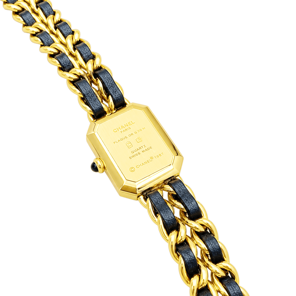 Montre CHANEL "Première" plaqué or, acier et cuir - Castafiore