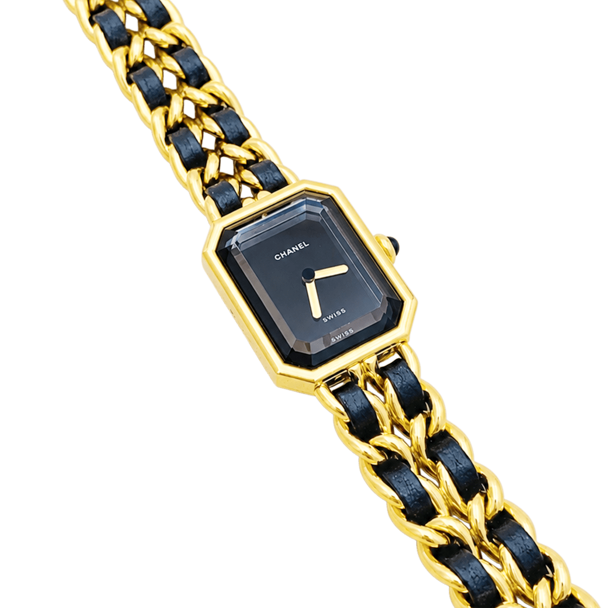 Montre CHANEL "Première" plaqué or, acier et cuir - Castafiore