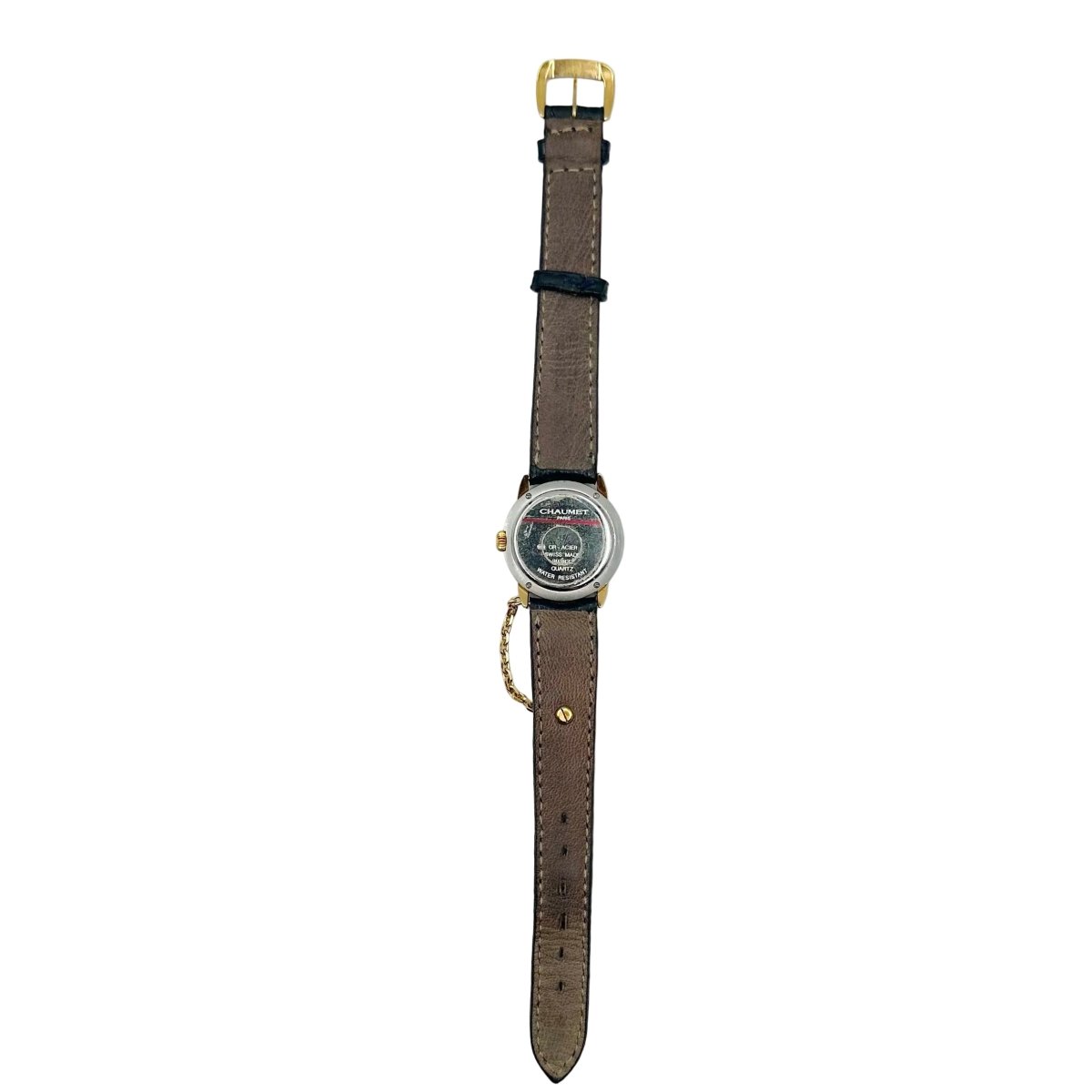 Montre CHAUMET "Élysées" en or jaune, acier, cuir et diamant - Castafiore