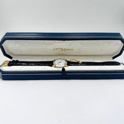 Montre CHAUMET "Élysées" en or jaune, acier, cuir et diamant - Castafiore