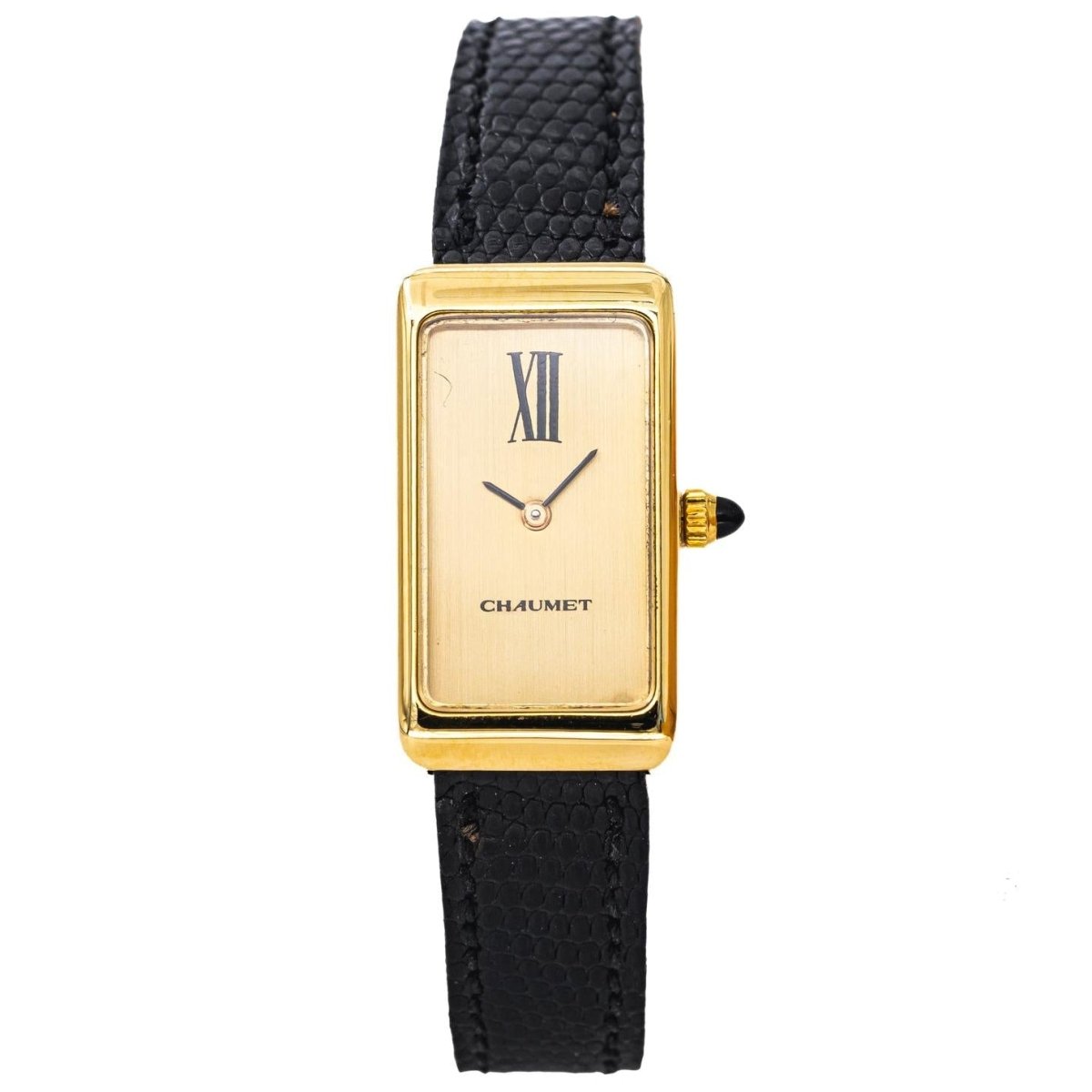 Montre CHAUMET en or jaune et cuir - Castafiore