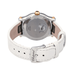 Montre CHOPARD "Happy Sport" en or rose, acier, saphir, cuir et diamants - Castafiore