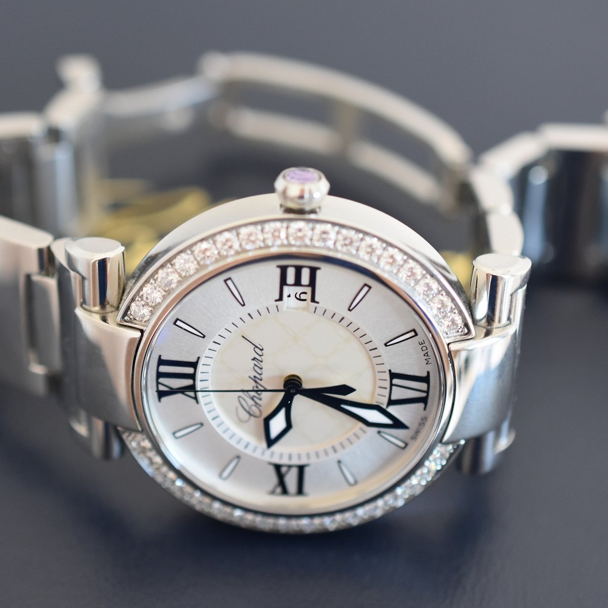 Montre CHOPARD "Impériale" en acier, améthyste et diamants - Castafiore