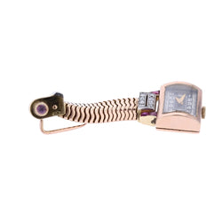 Montre ELIX Tank en or jaune et platine avec diamants et rubis - Castafiore