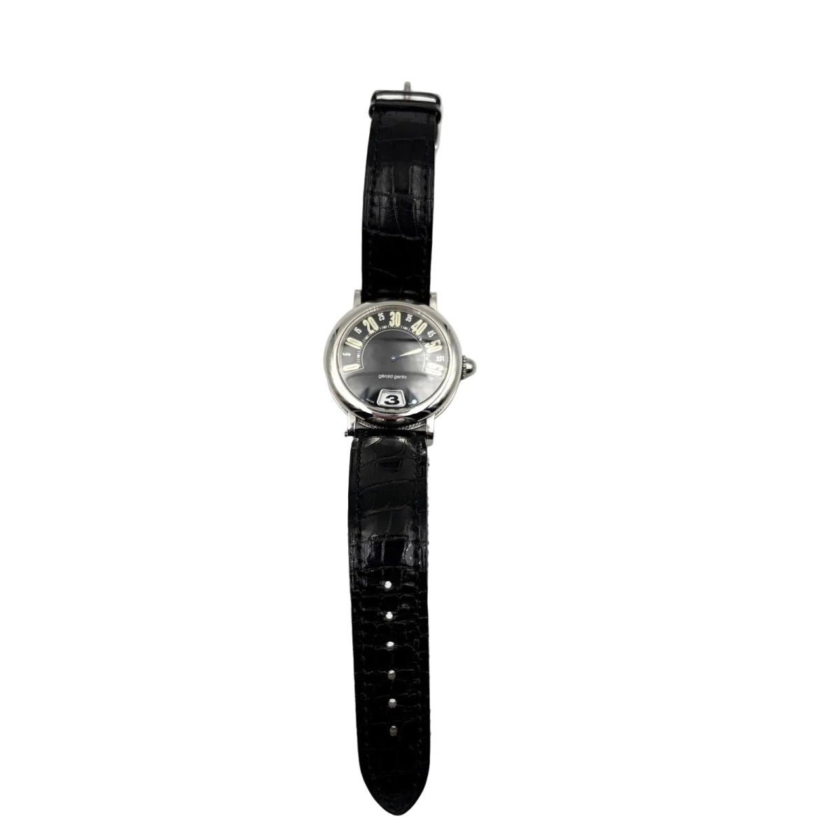 Montre GÉRALD GENTA "Rétro Classic" en acier et cuir - Castafiore