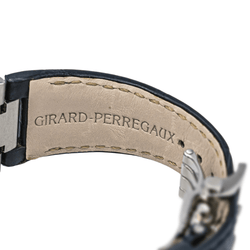 Montre GIRARD - PERREGAUX "Laureato" en acier, quartz, saphir, cuir et diamants - Castafiore