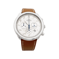 Montre Hermès, "Arceau Chronographe" en acier et cuir. - Castafiore