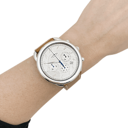 Montre Hermès, "Arceau Chronographe" en acier et cuir. - Castafiore