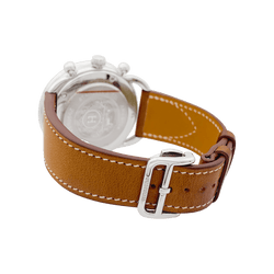 Montre Hermès, "Arceau Chronographe" en acier et cuir. - Castafiore