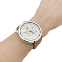 Montre Hermès, "Arceau Chronographe" en acier et cuir. - Castafiore