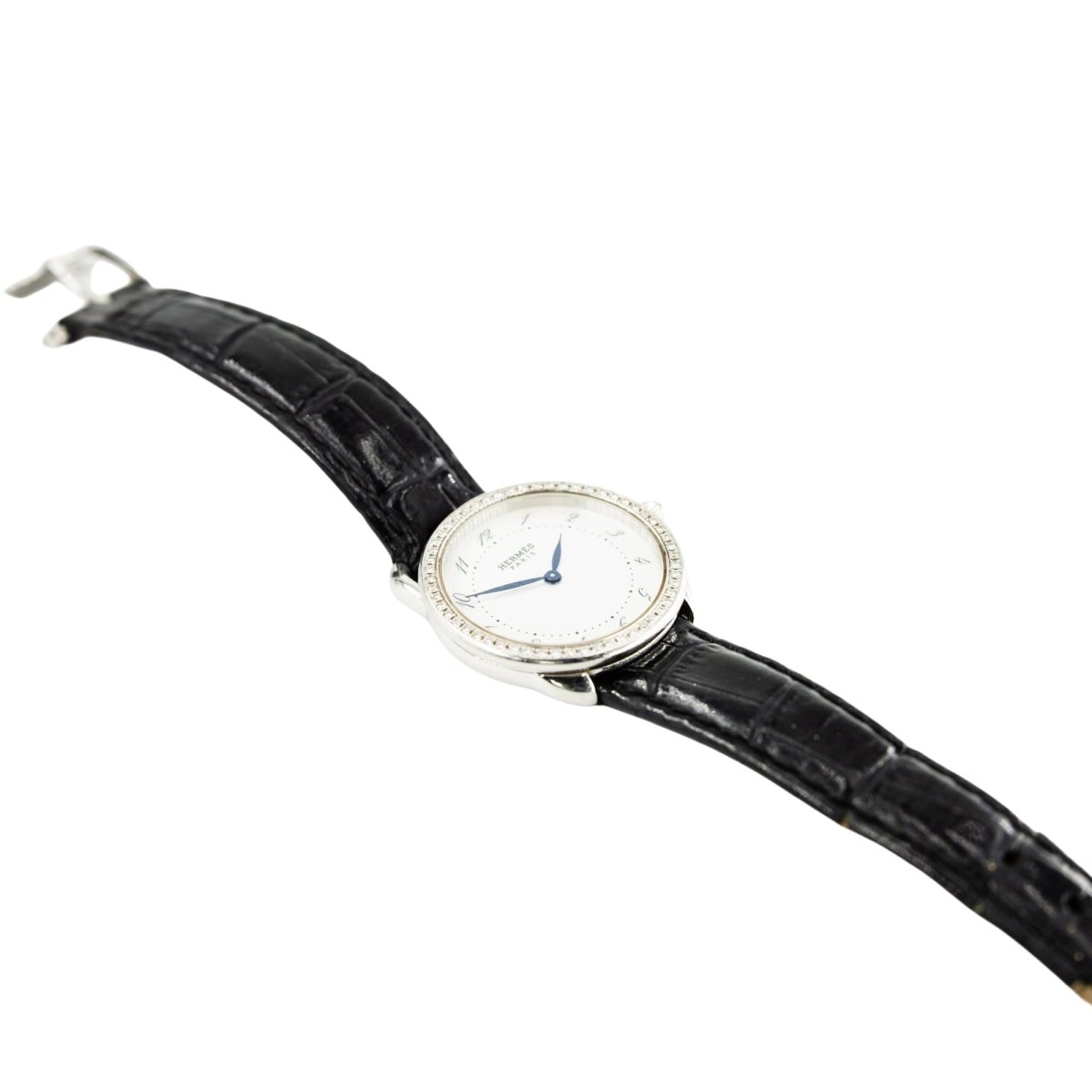 Montre HERMÈS "Arceau" en acier, nacre, cuir et diamants - Castafiore