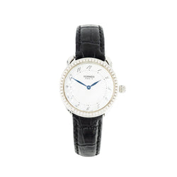 Montre HERMÈS "Arceau" en acier, nacre, cuir et diamants - Castafiore