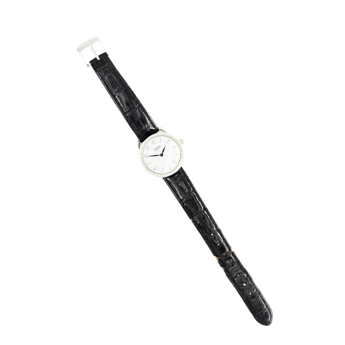Montre HERMÈS "Arceau" en acier, nacre, cuir et diamants - Castafiore
