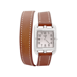 Montre HERMÈS "Cape Cod" en argent, acier et cuir - Castafiore