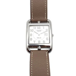 Montre HERMÈS "Cape Cod" GM en acier et cuir - Castafiore