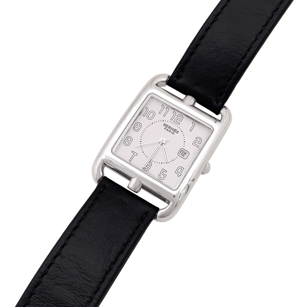 Montre HERMÈS "Cape Cod" GM en acier et cuir - Castafiore