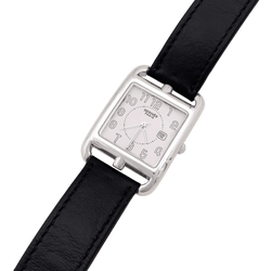 Montre HERMÈS "Cape Cod" GM en acier et cuir - Castafiore