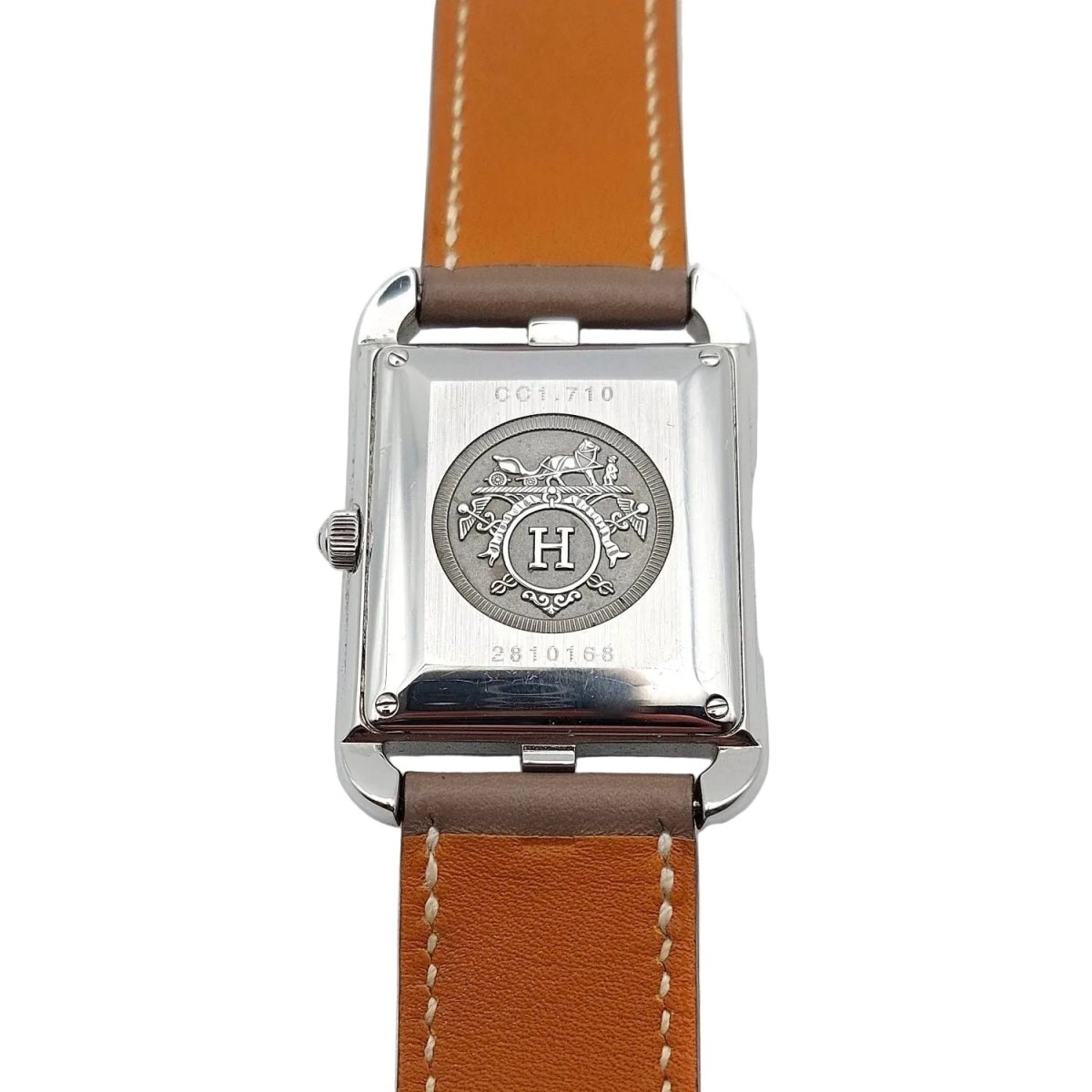 Montre HERMÈS "Cape Cod" GM en acier et cuir - Castafiore