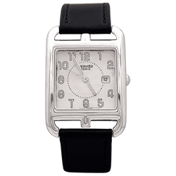 Montre HERMÈS "Cape Cod" GM en acier et cuir - Castafiore