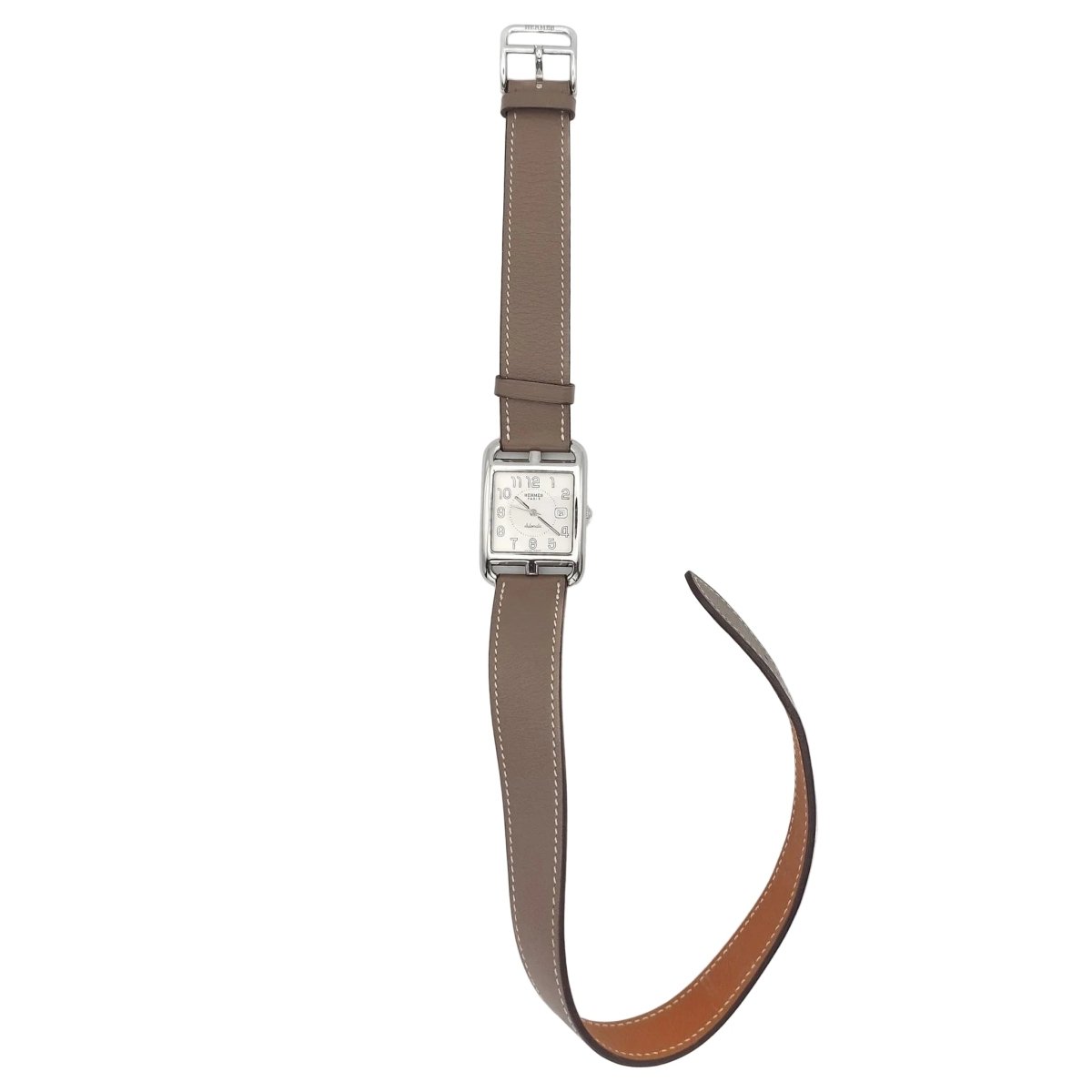 Montre HERMÈS "Cape Cod" GM en acier et cuir - Castafiore