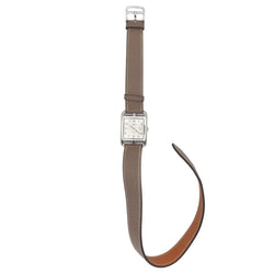 Montre HERMÈS "Cape Cod" GM en acier et cuir - Castafiore