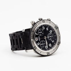 Montre HERMÈS "Clipper Chrono" en acier et caoutchouc - Castafiore